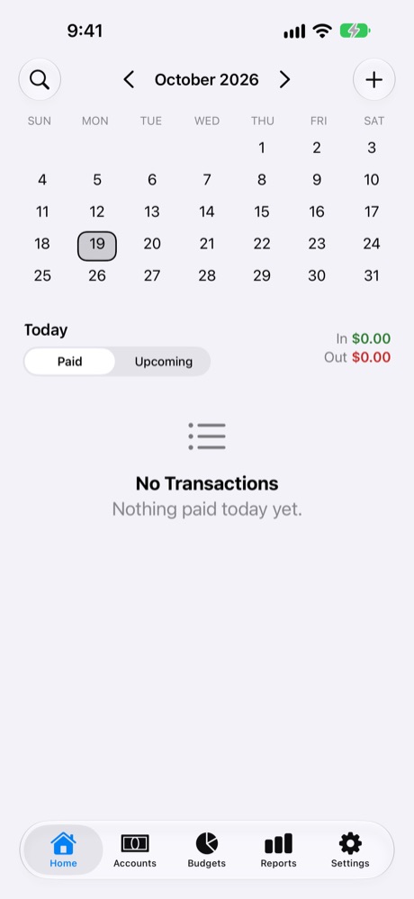 Home before any transactions.