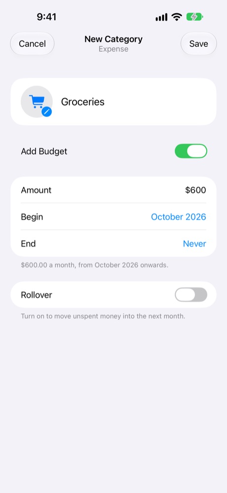 Expense category with a budget.