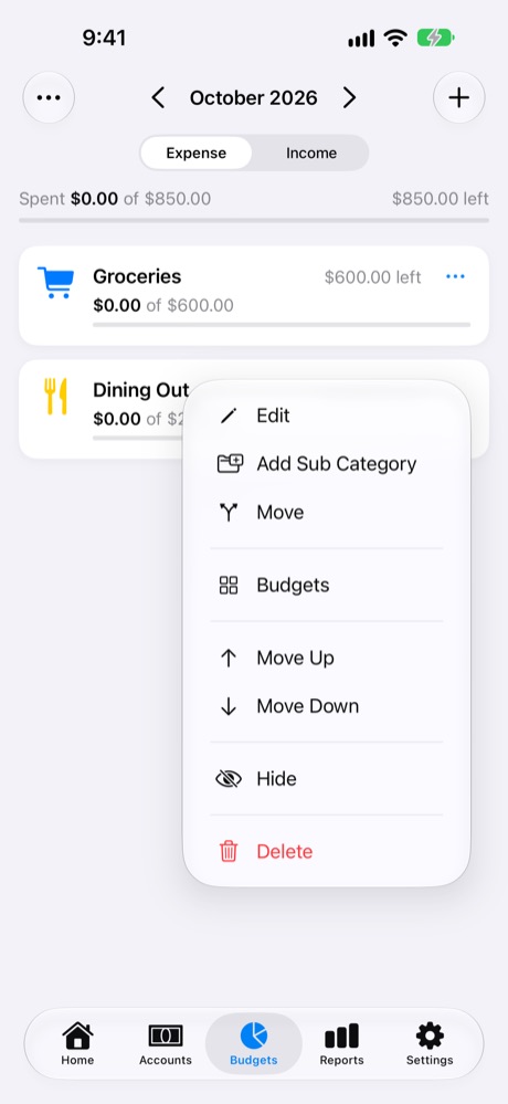 The ••• menu on a category.