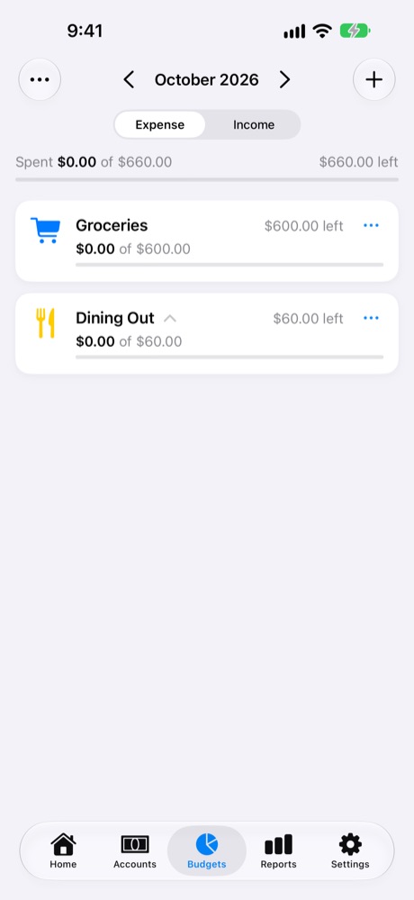 Dining Out now totals its subcategories.