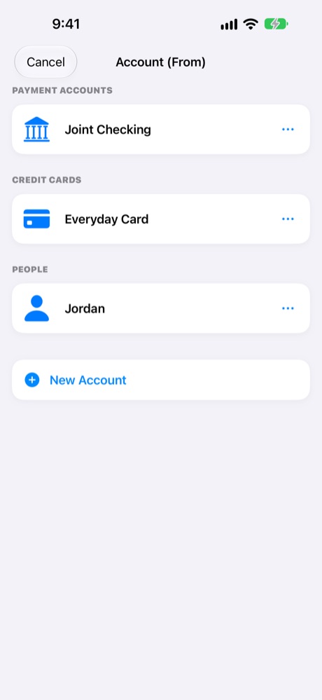 Choose the account.