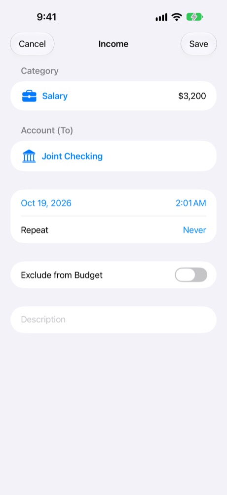 Income into checking.
