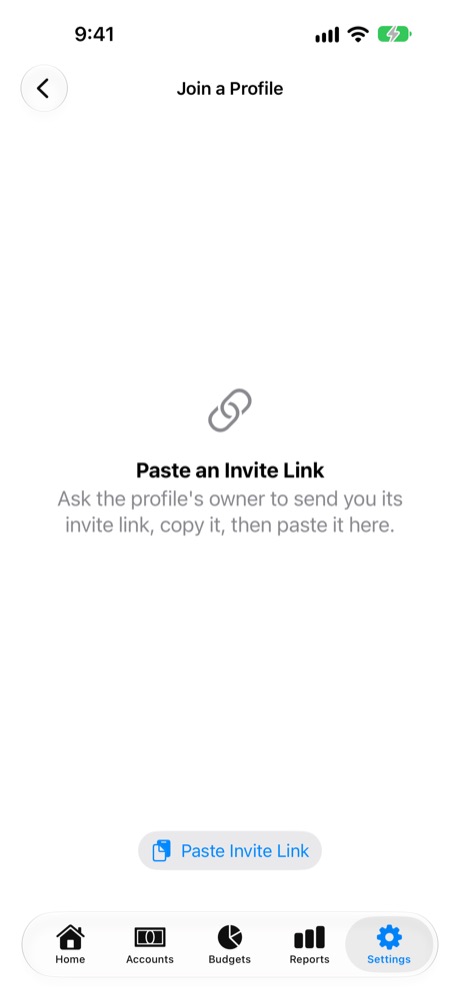 Join a Profile (the camera scans the code on a real device).