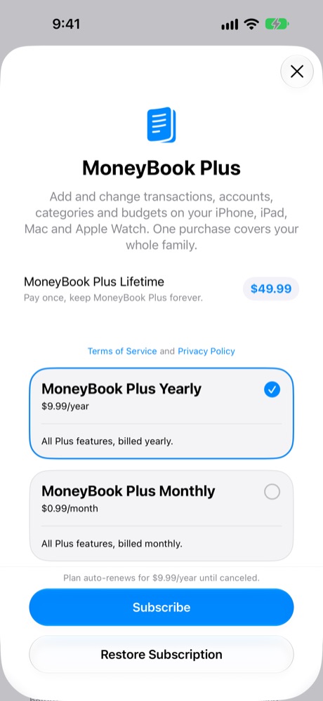MoneyBook Plus plans.