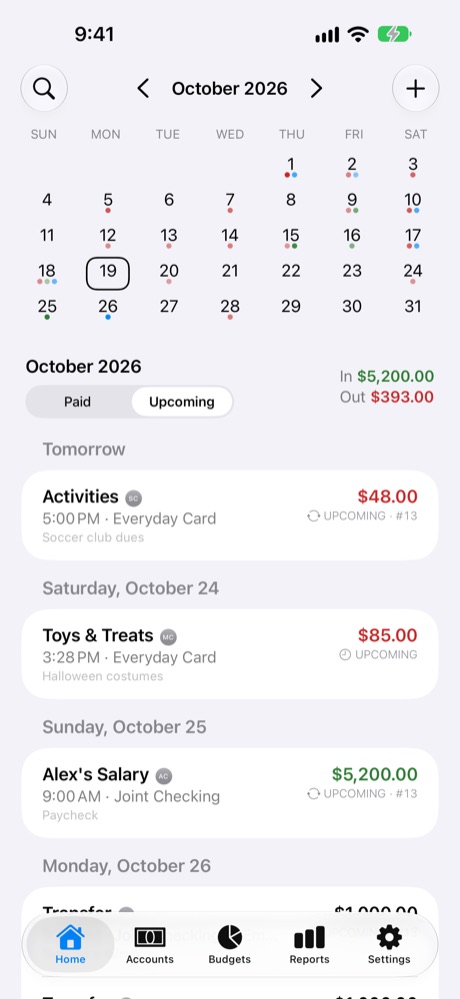 Upcoming for the month.