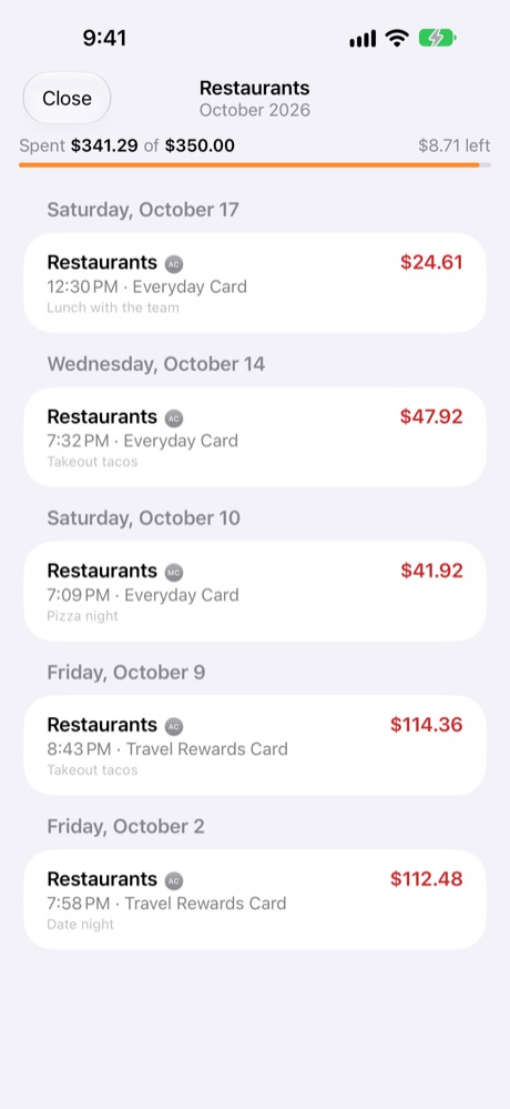 Tap a category: what's in it.