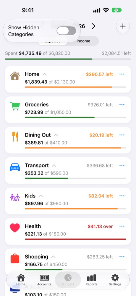 Show Hidden Categories.