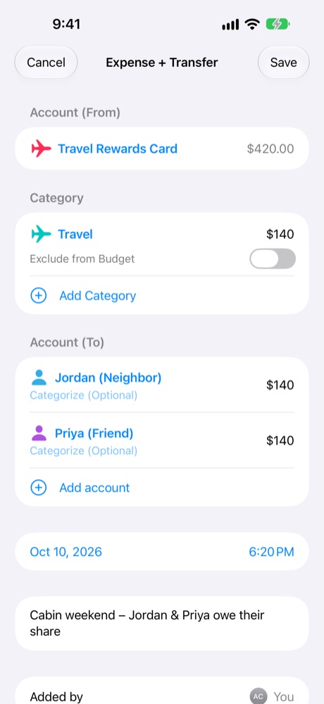 Expense + Transfer