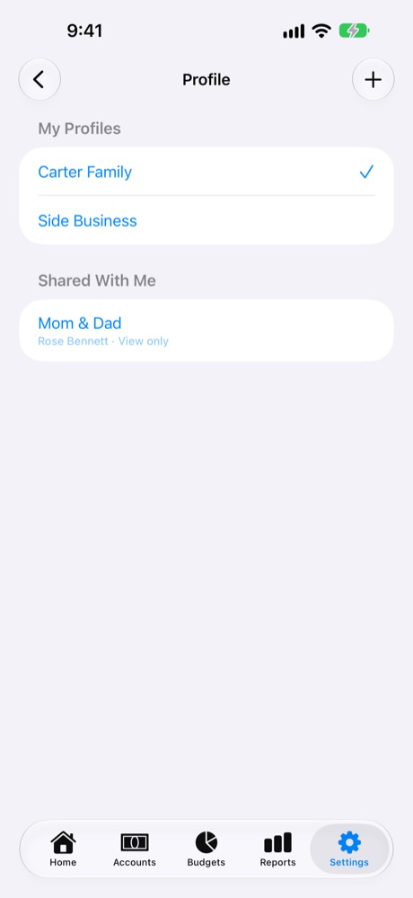 Shared profiles under Shared With Me.