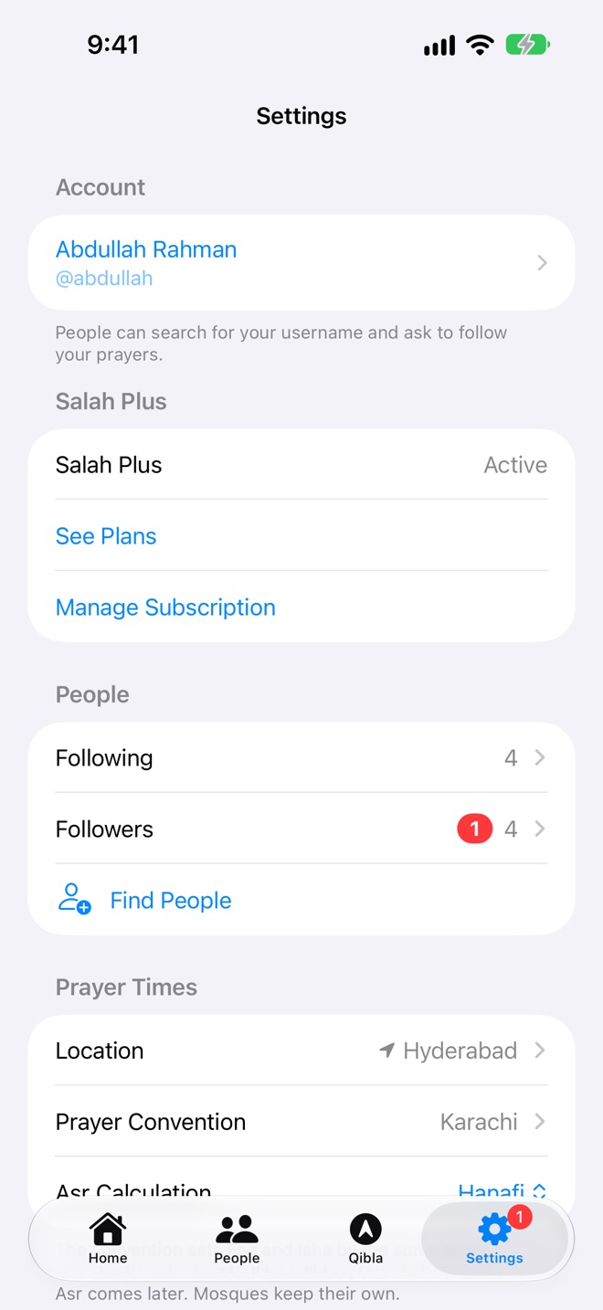 Account in Settings.
