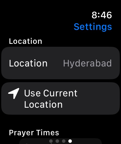 Apple Watch: Settings with Location